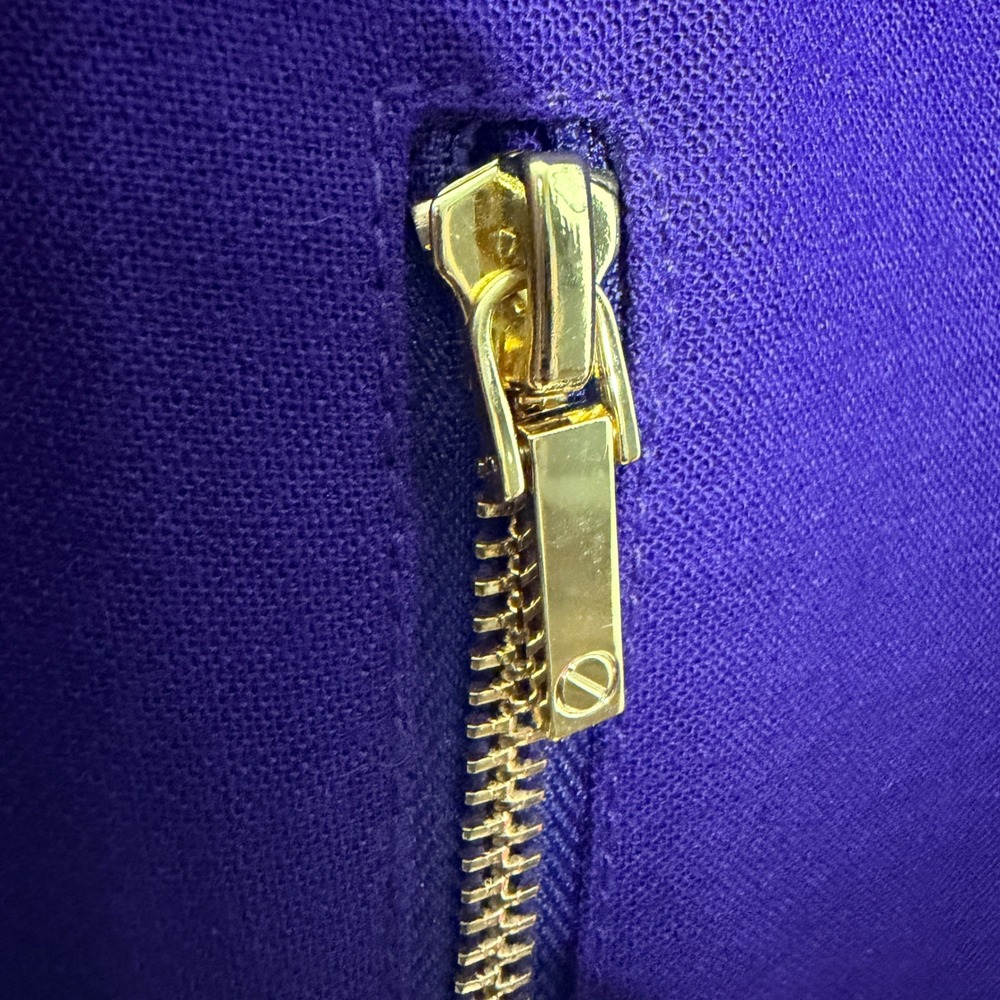 Tory Burch Petra Purple Sleeveless Sheath Dress Wool Blend Gold Hardware Size 12 - Picture 12 of 14